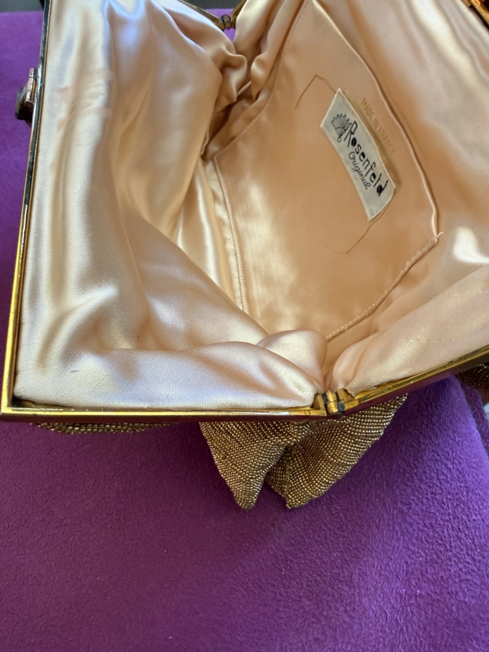 Stunning vintage Rosenfeld made in France Gold Beaded Evening Bag New Condition - Picture 8 of 10